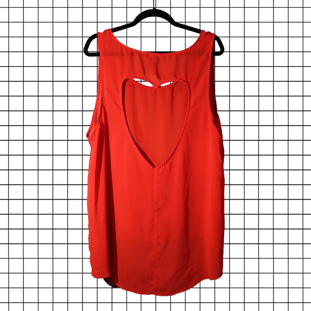 Red Sheer Top With Heart Cut-Out Back